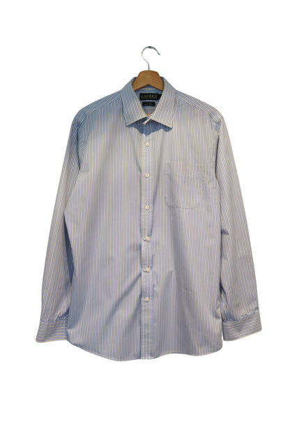 Ralph Lauren Lightblue, White and Yellow Striped Fitted Non Iron Cotton Shirt