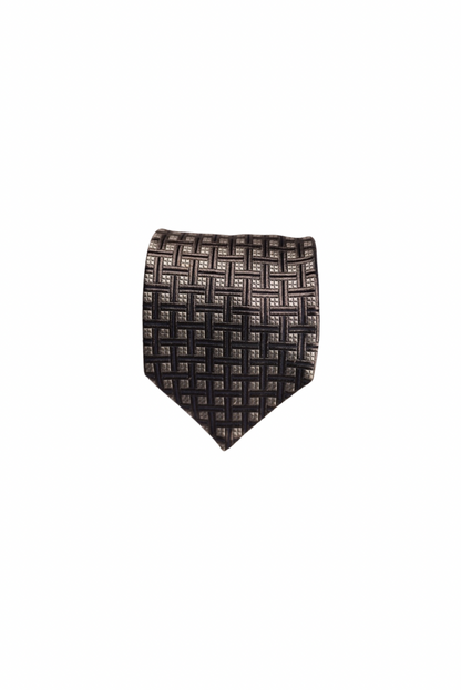 Kenzo Homme Grey and Navy Sqaure Dotted Silk Tie