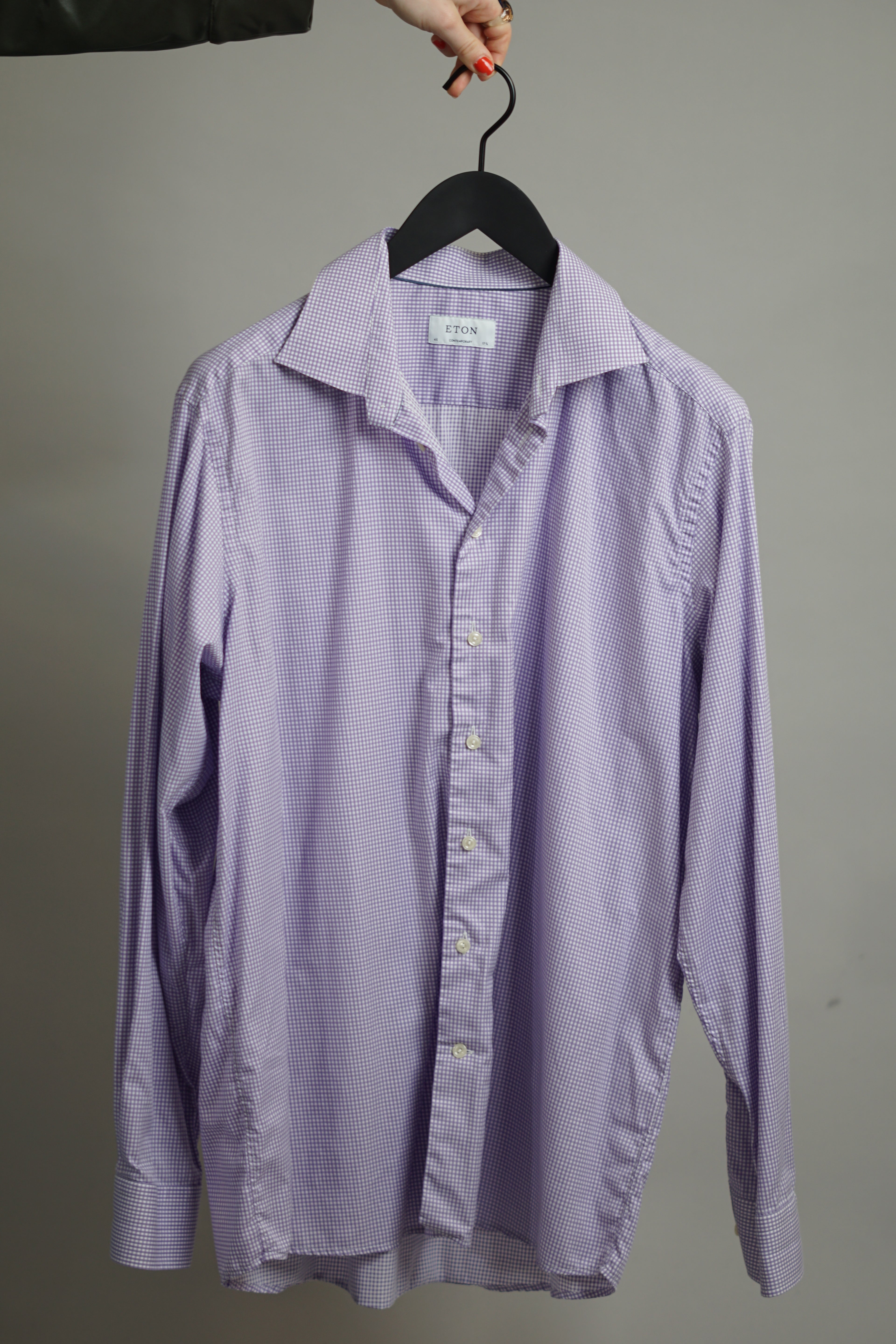 Eton Purple Checkered Contemporary Shirt