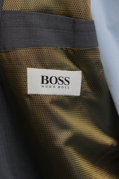 Hugo Boss Grey Double-Breasted Wool Blazer