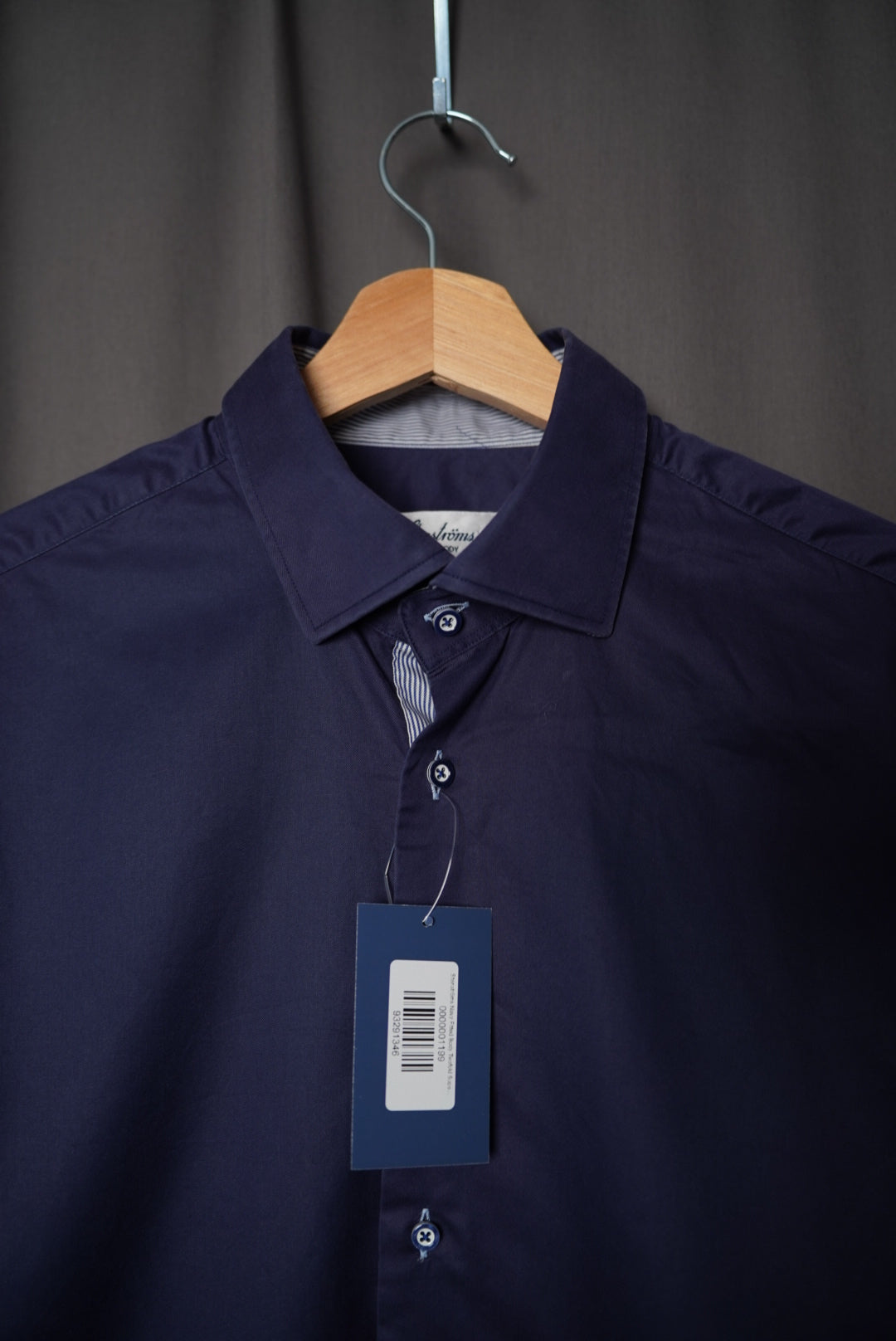 Stenströms Navy Fitted Body Twofold Super Cotton Business Shirt