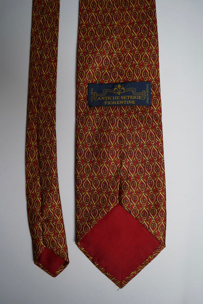 Antiche Seterie Fiorentine Red and Gold Silk Tie