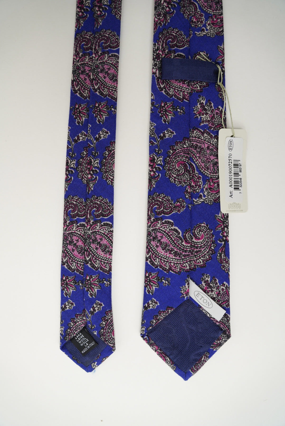 Eton Darkblue Paisley Print Wool Tie