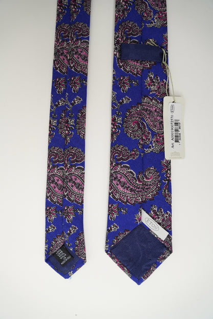 Eton Darkblue Paisley Print Wool Tie