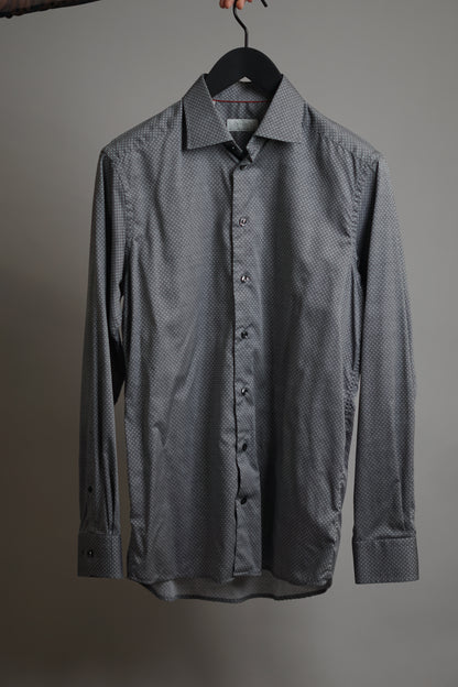 Eton Grey Contemporary White Dotted Shirt