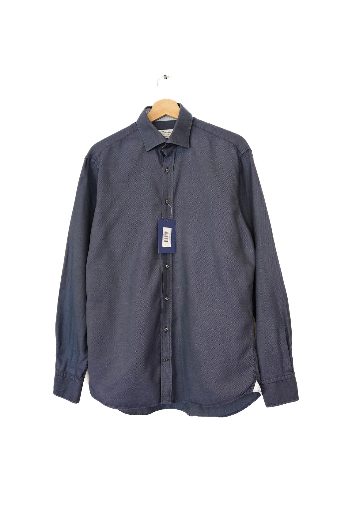 Stenströms Darkblue Dotted Fitted Body Twofold Super Cotton Shirt