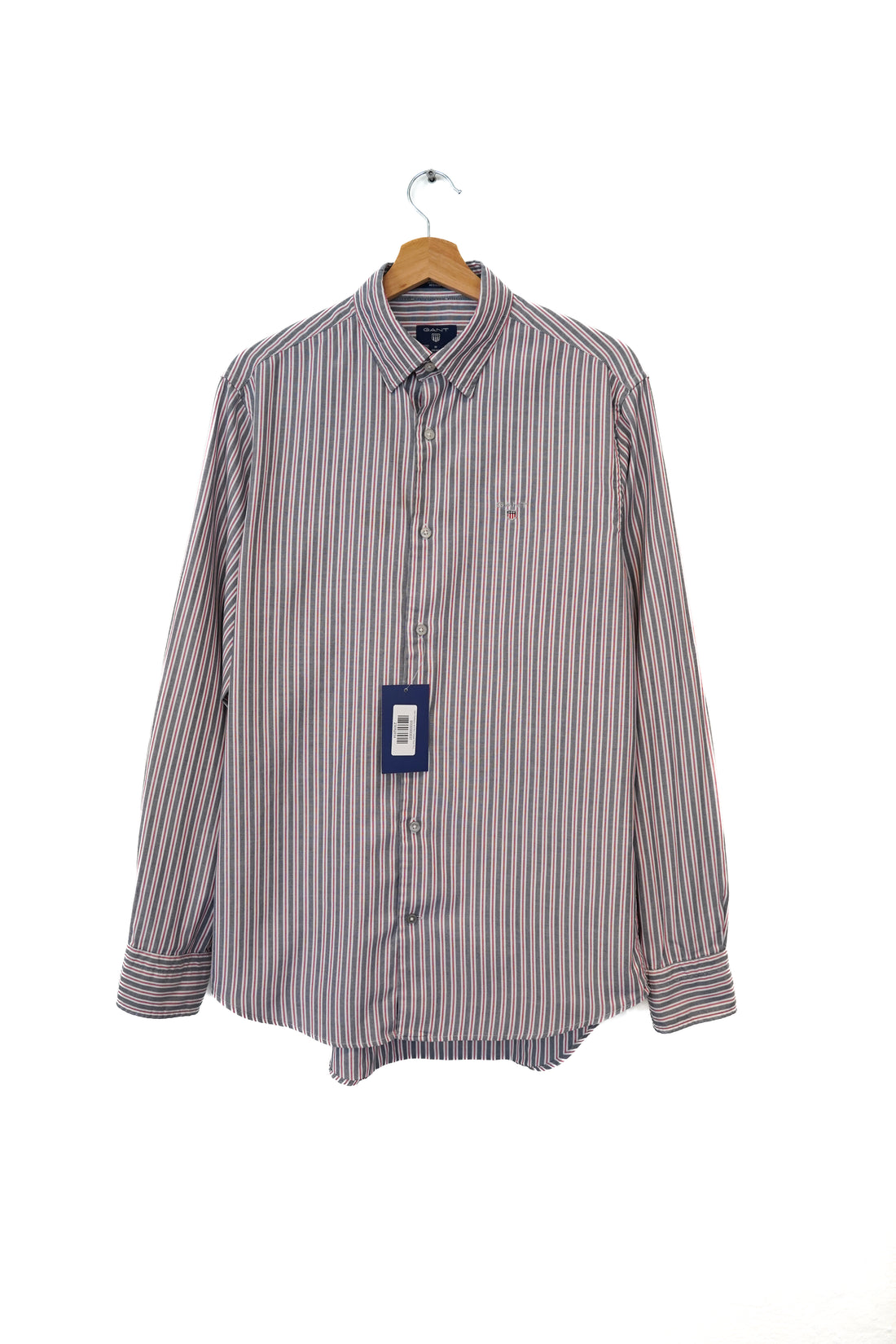 Gant Darkgrey and Red Striped Tech Prep Regular Shirt