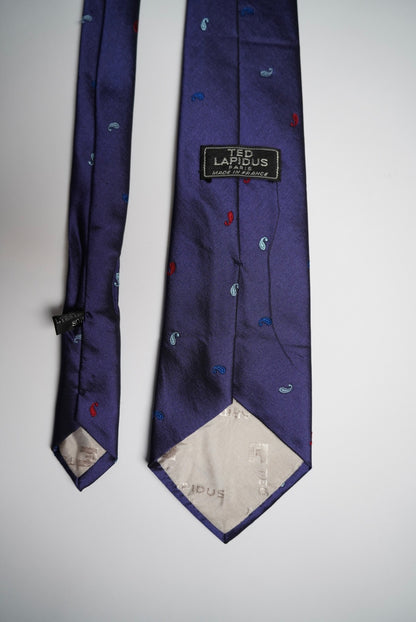 Ted Lapidus Paris Purple Paisley Slik Tie