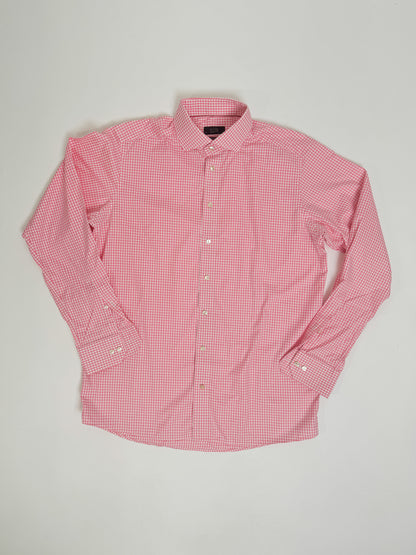 Eton Pink &amp; White Checkered Contemporary Fit