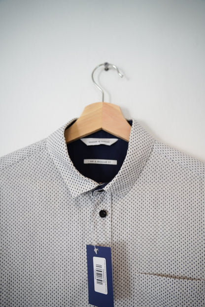 Samsøe Samsøe White Dotted Regular Fit Cotton Shirt