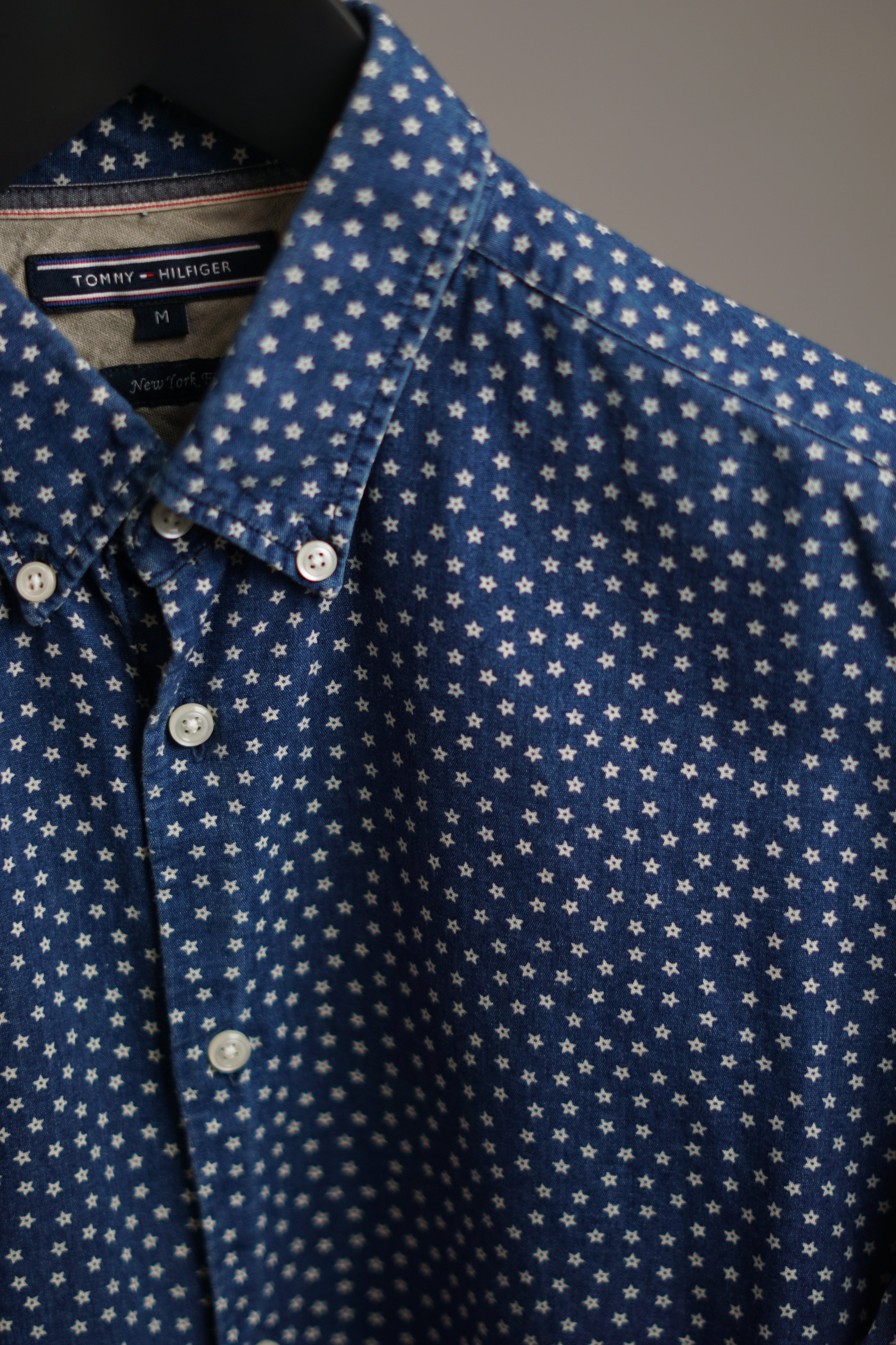 Tommy Hilfiger New York Fit Navy Star Pattern Button Down Shirt