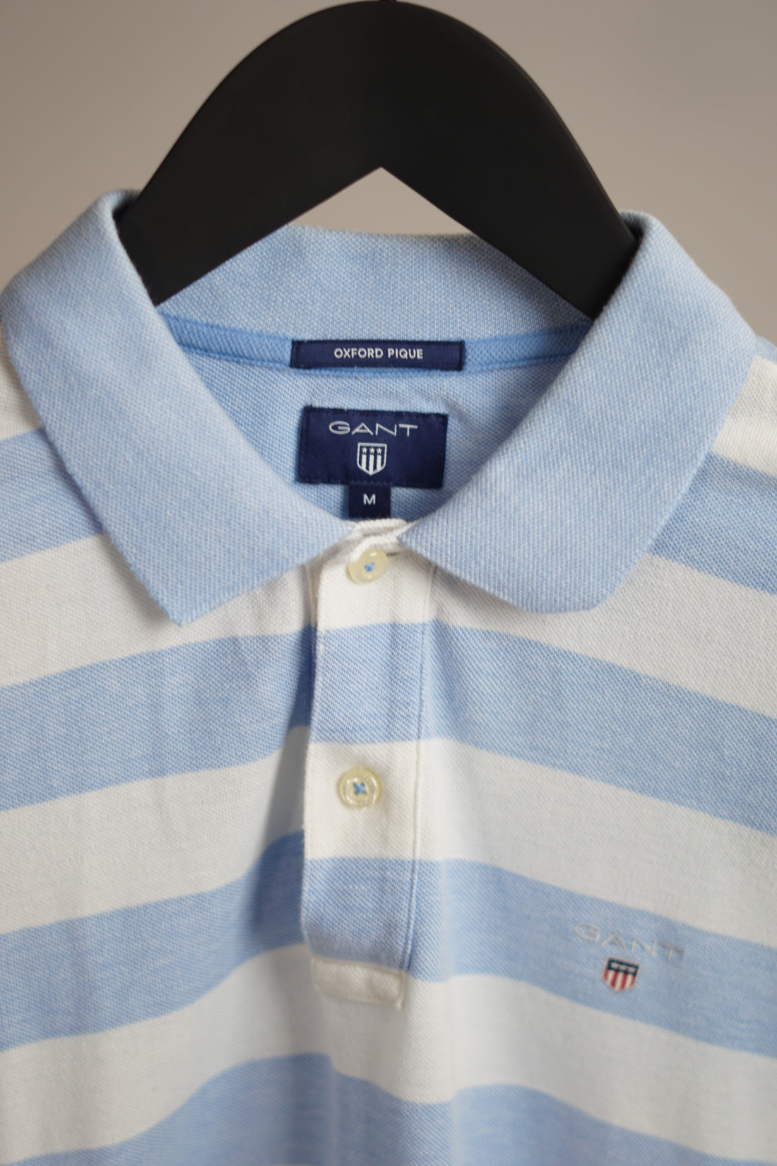 Gant Oxford Pique Lightblue &amp; White Striped Polo Shirt