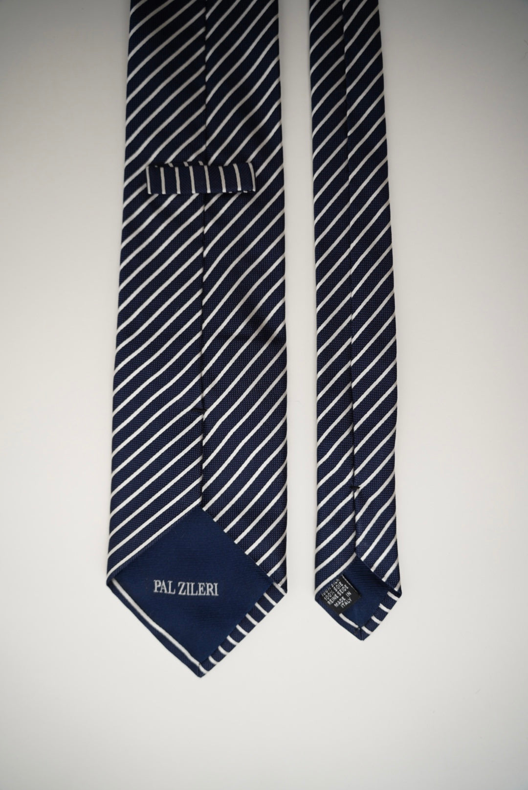 Pal Zileri Navy and White Stripet Silk Tie