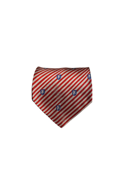 Giorgio Armani Red and Cream Striped Ivy League Dotted Silk Tie