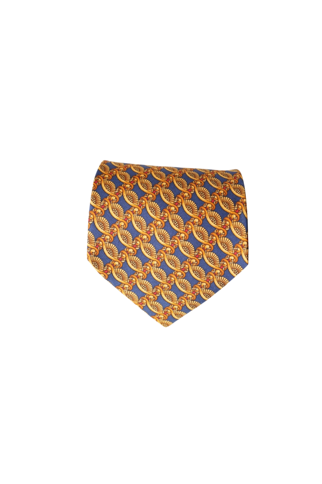 Pierre Balmain Navy and Gold Print Silk Tie