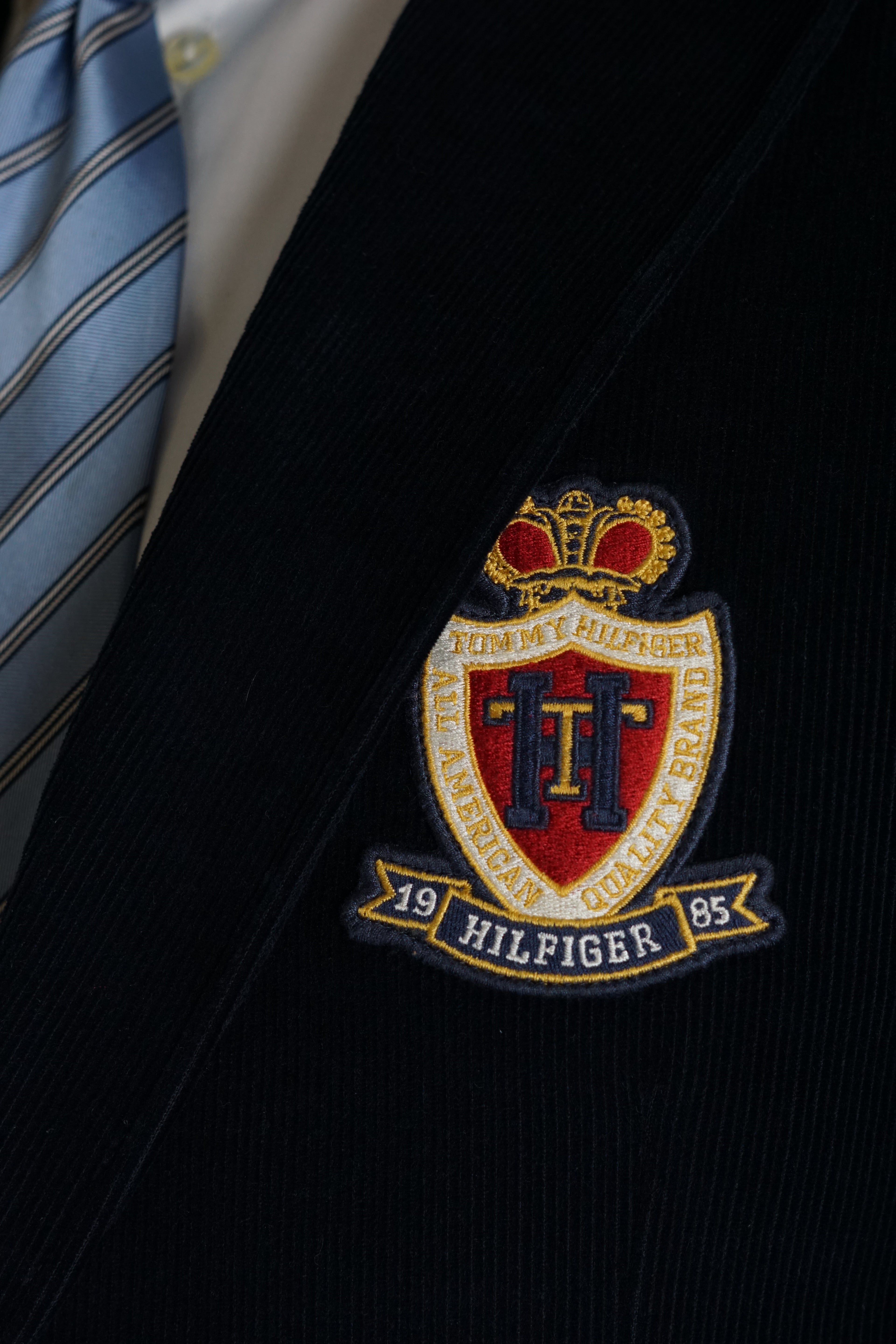 Tommy Hilfiger Navy Velvet Crest Blazer