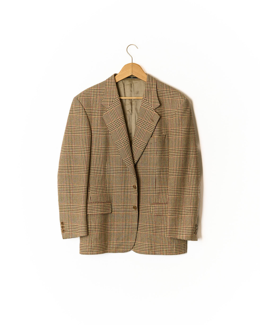Valentino Brown, Red and Beige Houndstooth Virgin Wool Regular Sport Jacket Blazer