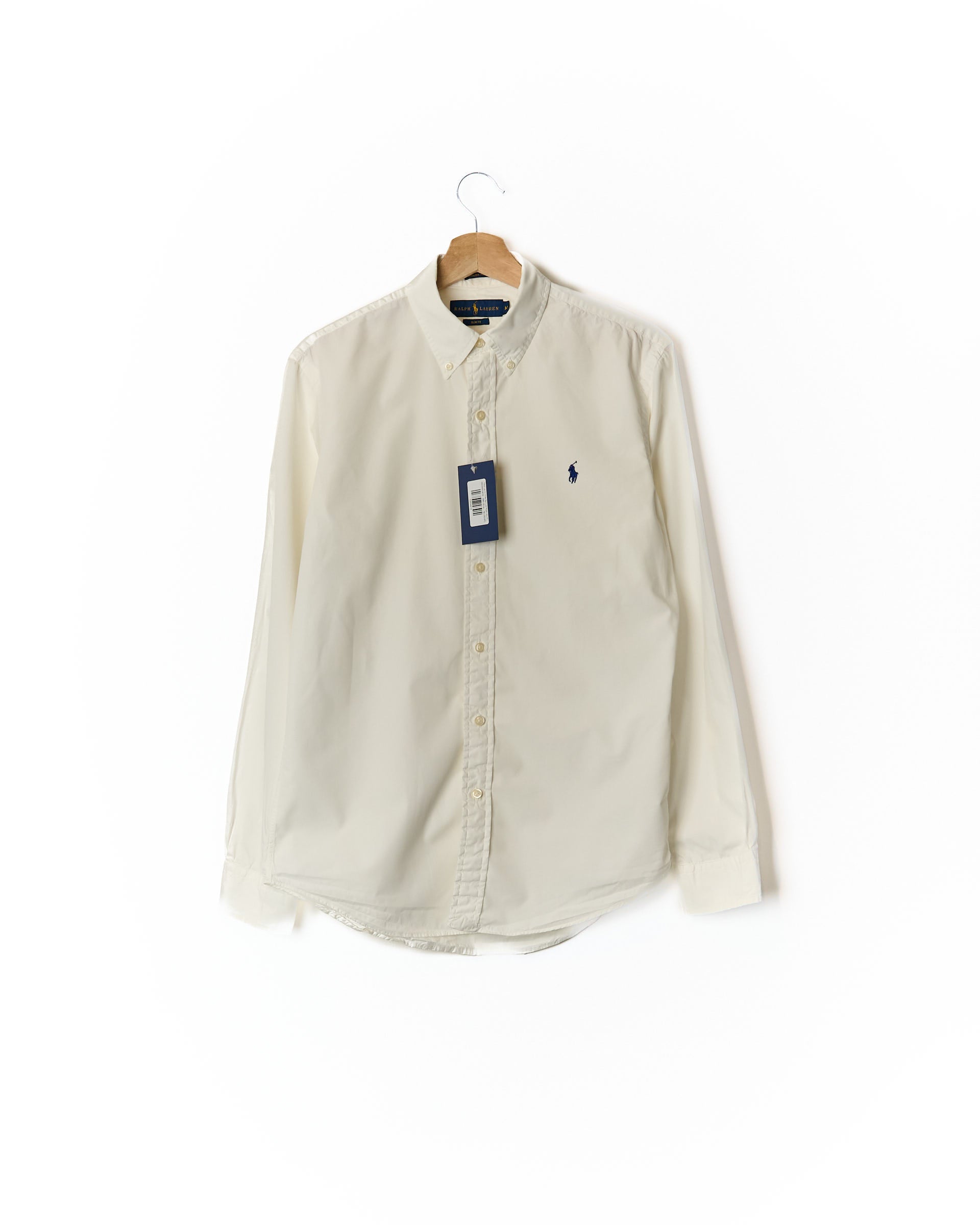 Ralph Lauren White Bermuda Poplin Slim Fit Cotton and Silk Button-Down Shirt