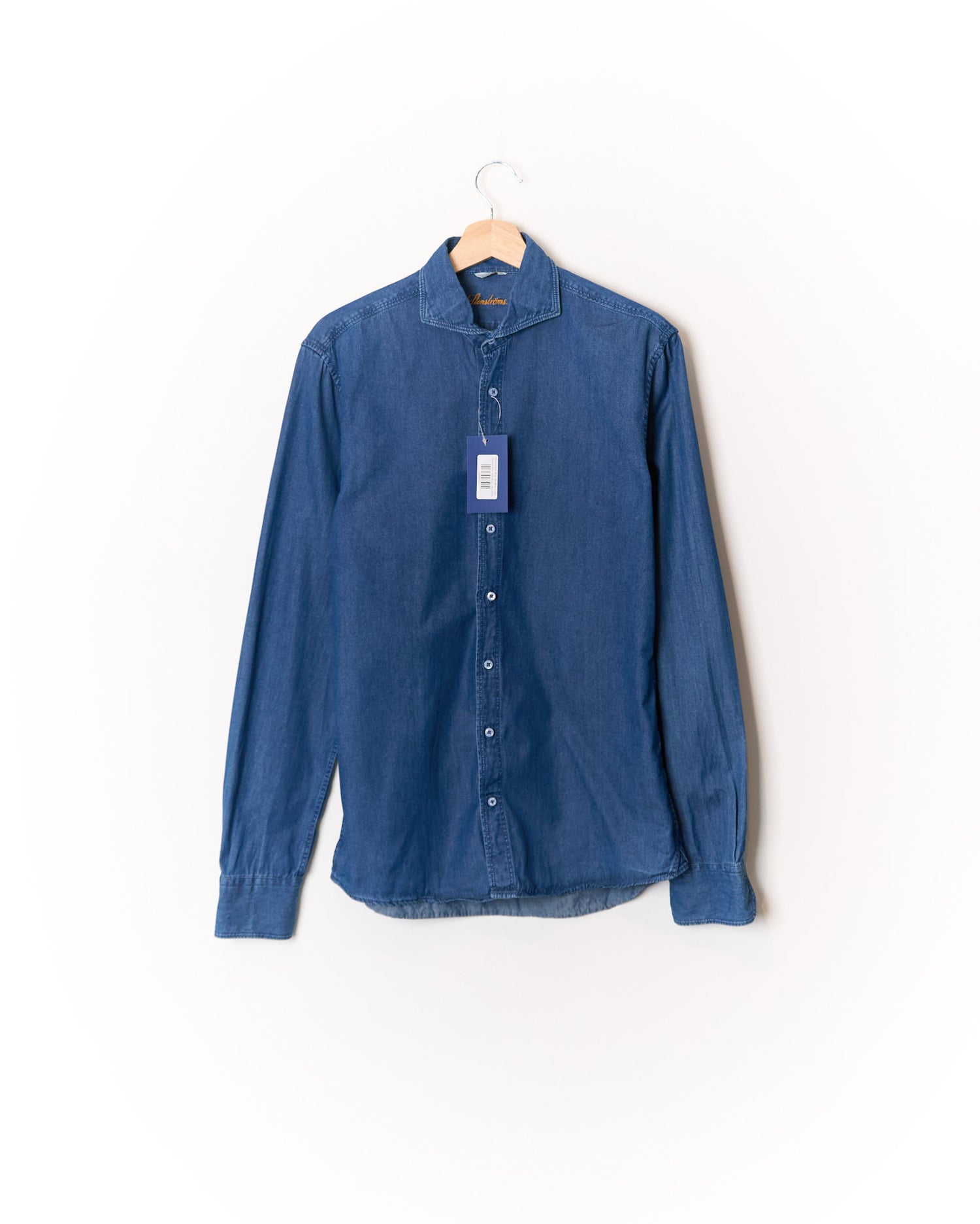 Stenströms Blue Slimline Cotton Denim Shirt