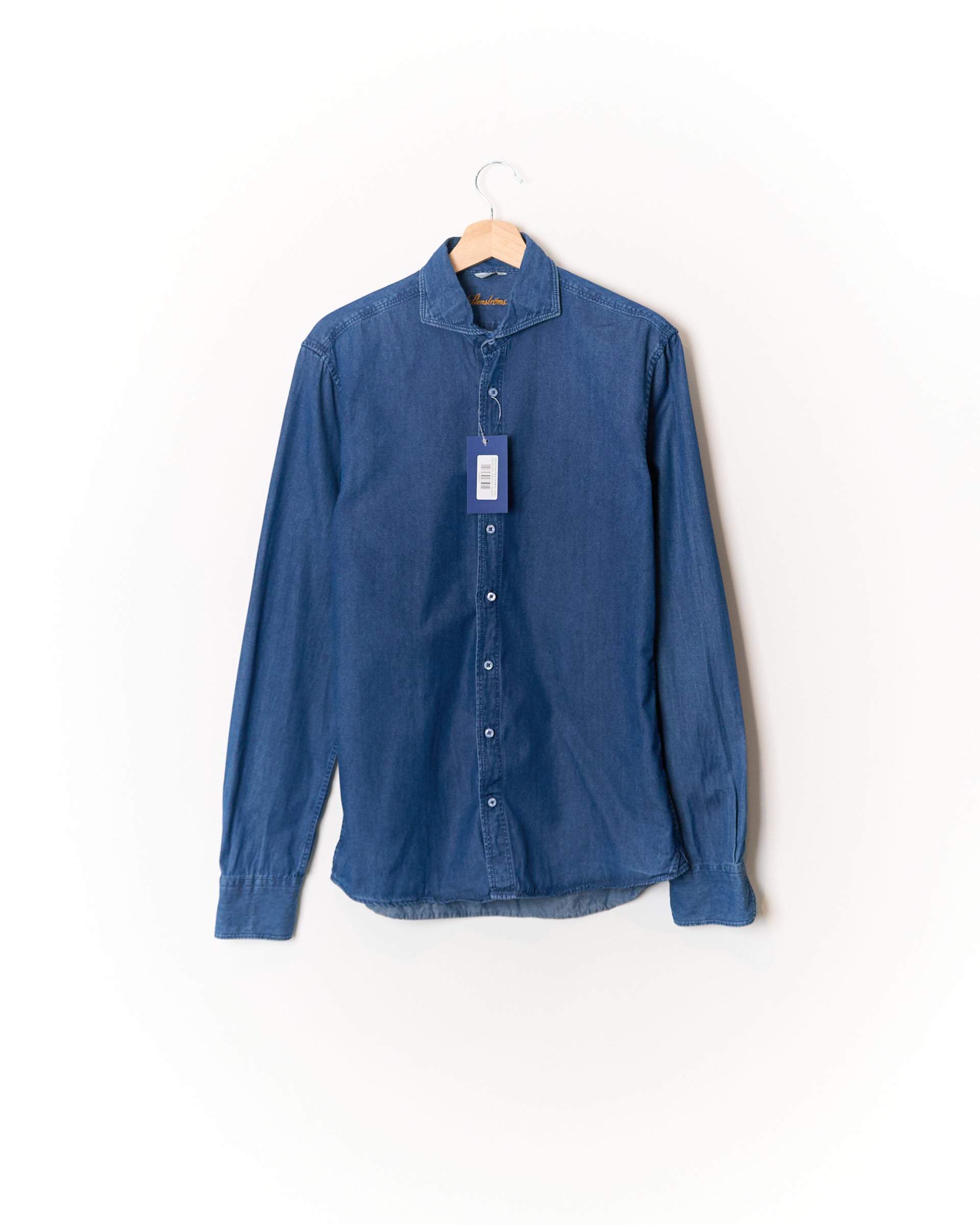 Stenströms Blue Slimline Cotton Denim Shirt