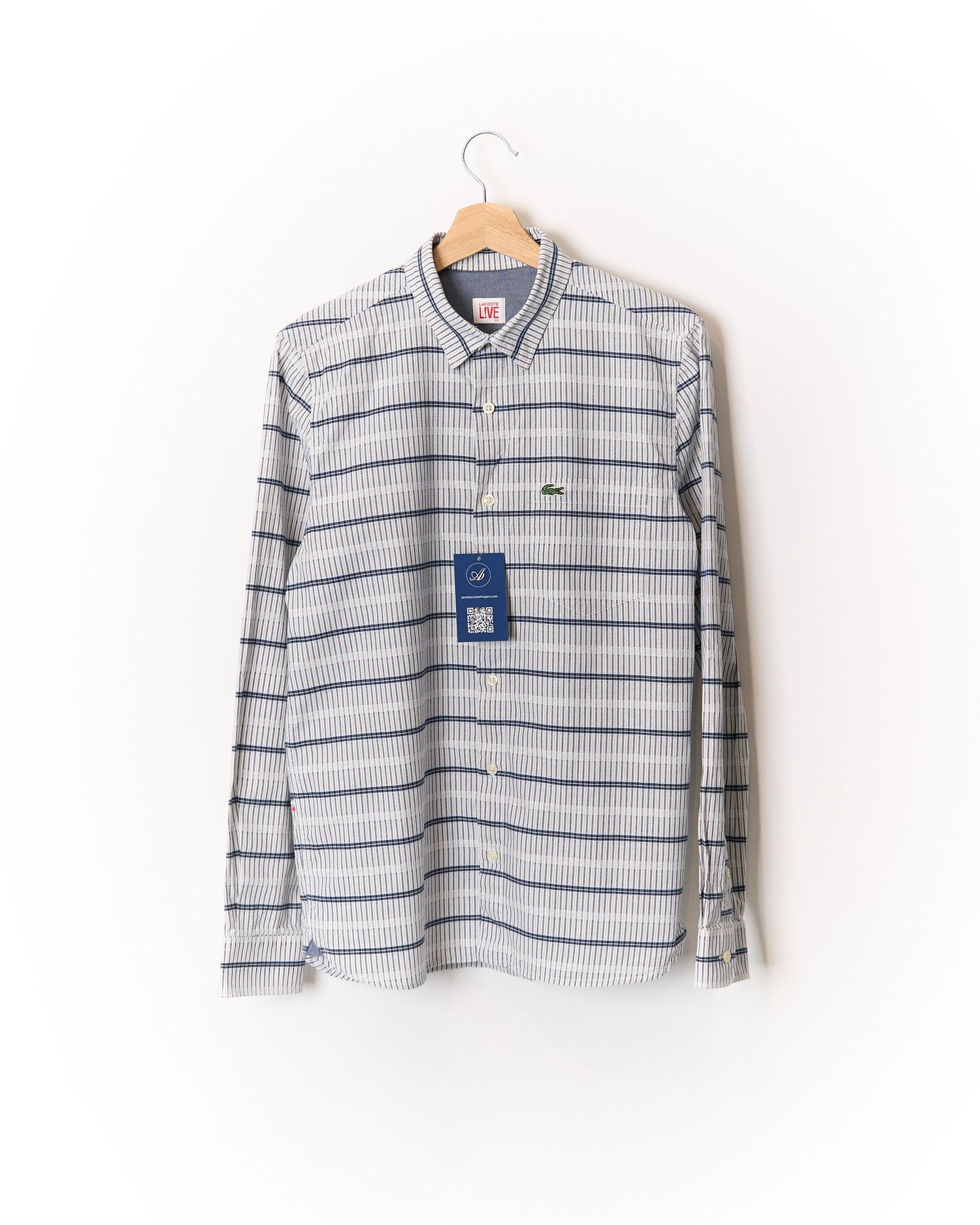 Lacoste L!ve White, Navy and Grey Cotton Shirt
