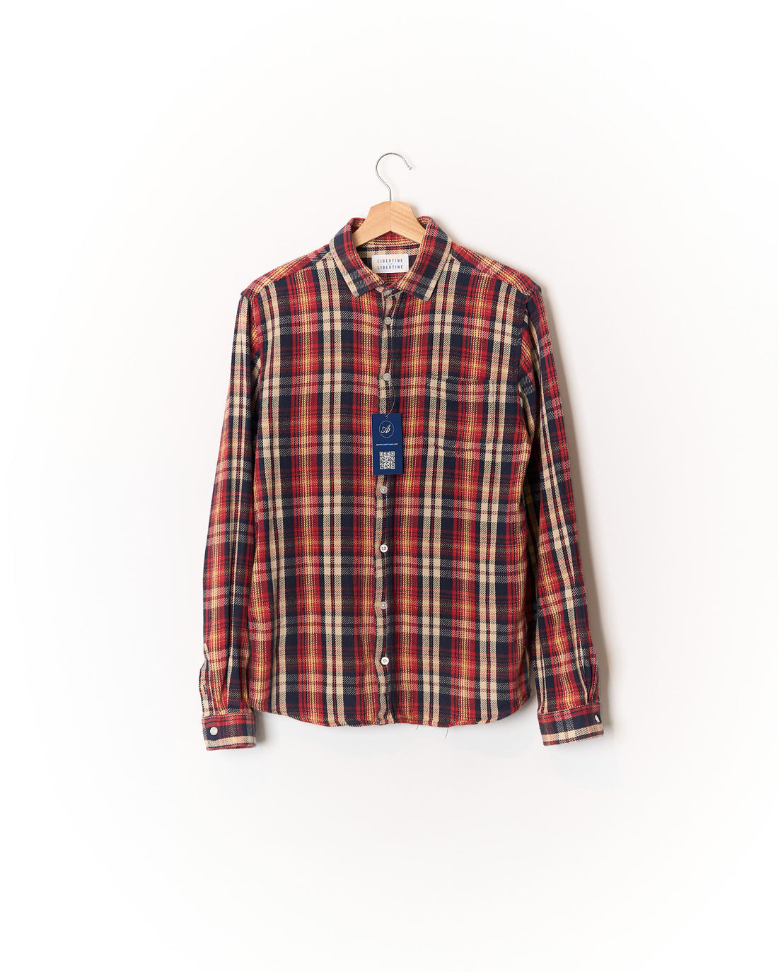 Libertine Libertine Red, Navy, Yellow and Beige Checkered Lynch Cotton Overshirt