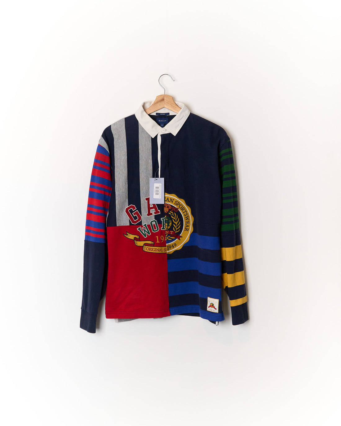Gant Navy Logo Relaxed White Collar Cotton Rugger