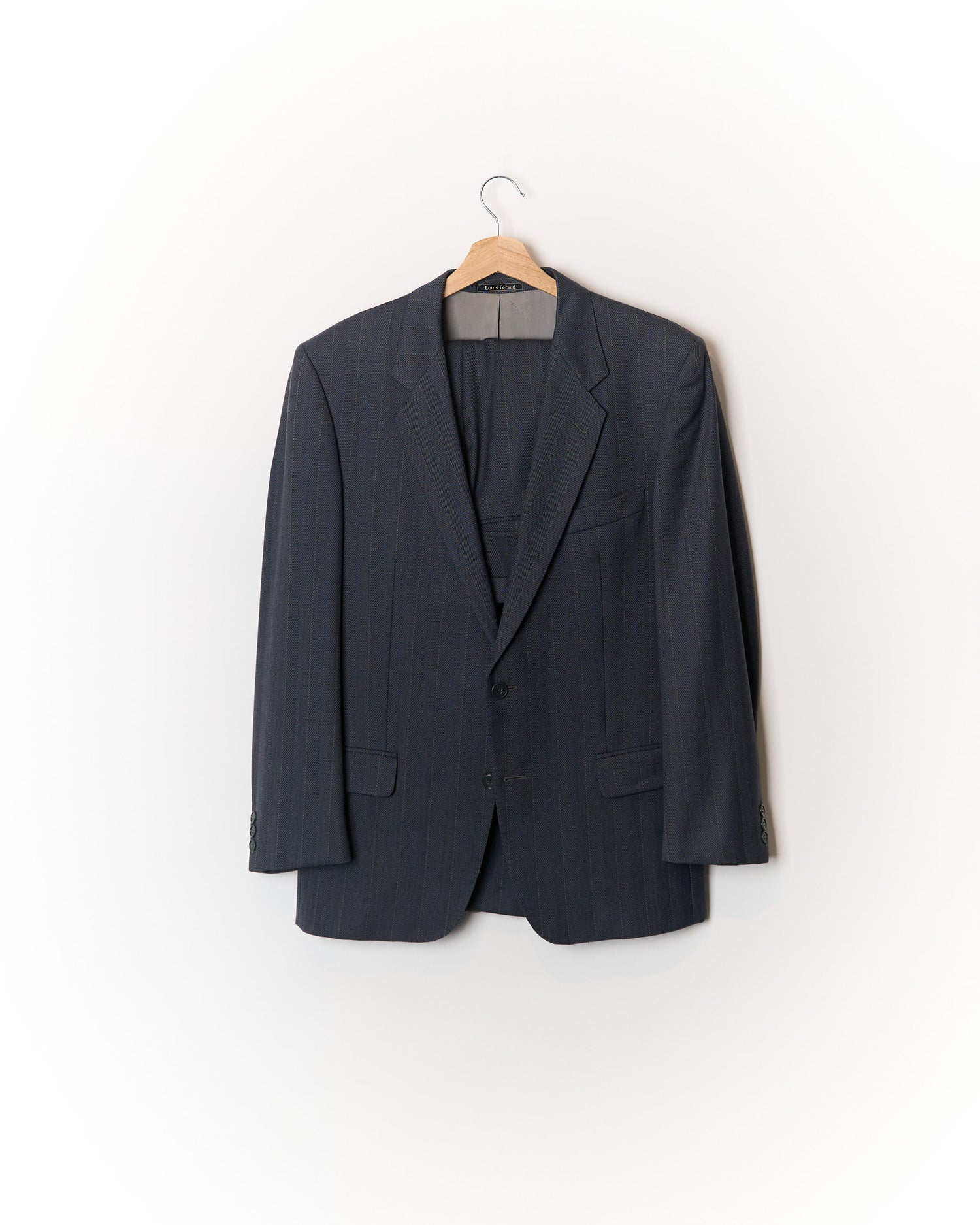 Feraud by Louis Feraud Grey Herringbone Virgin Wool Suit