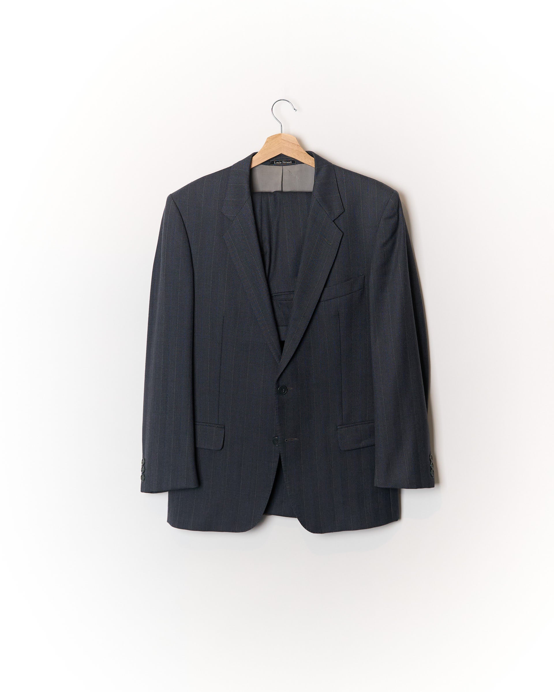 Feraud by Louis Feraud Grey Herringbone Virgin Wool Suit