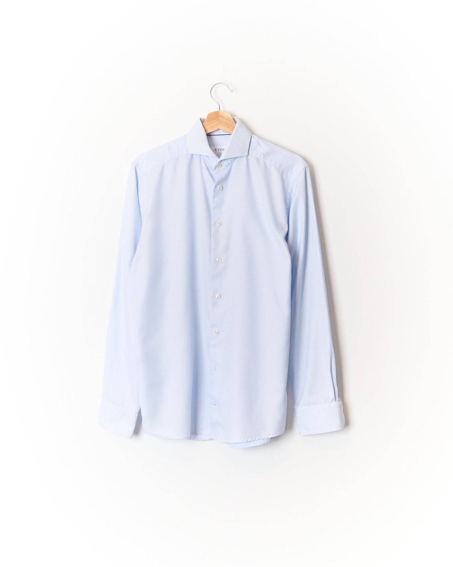 Eton Light Blue and White Slim Cotton Shirt
