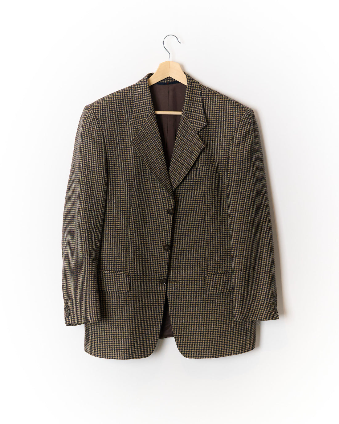 Redgreen Brown and Beige Checkered Wool Sport Jacket Blazer