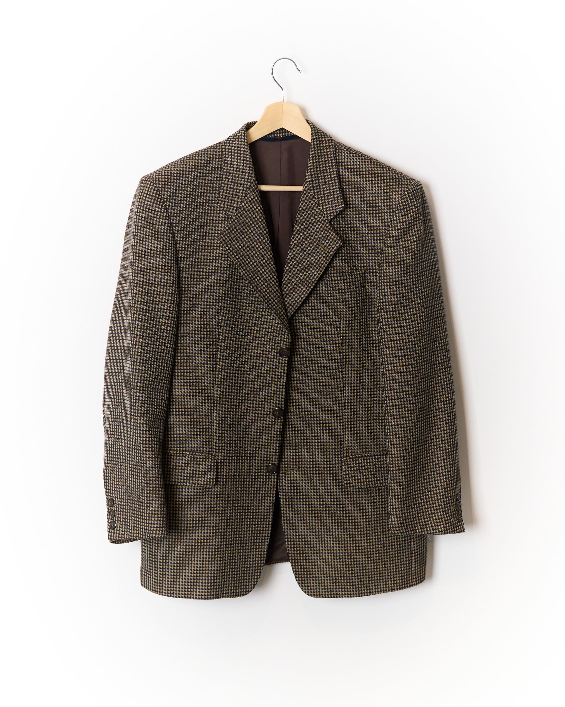 Redgreen Brown and Beige Checkered Wool Sport Jacket Blazer