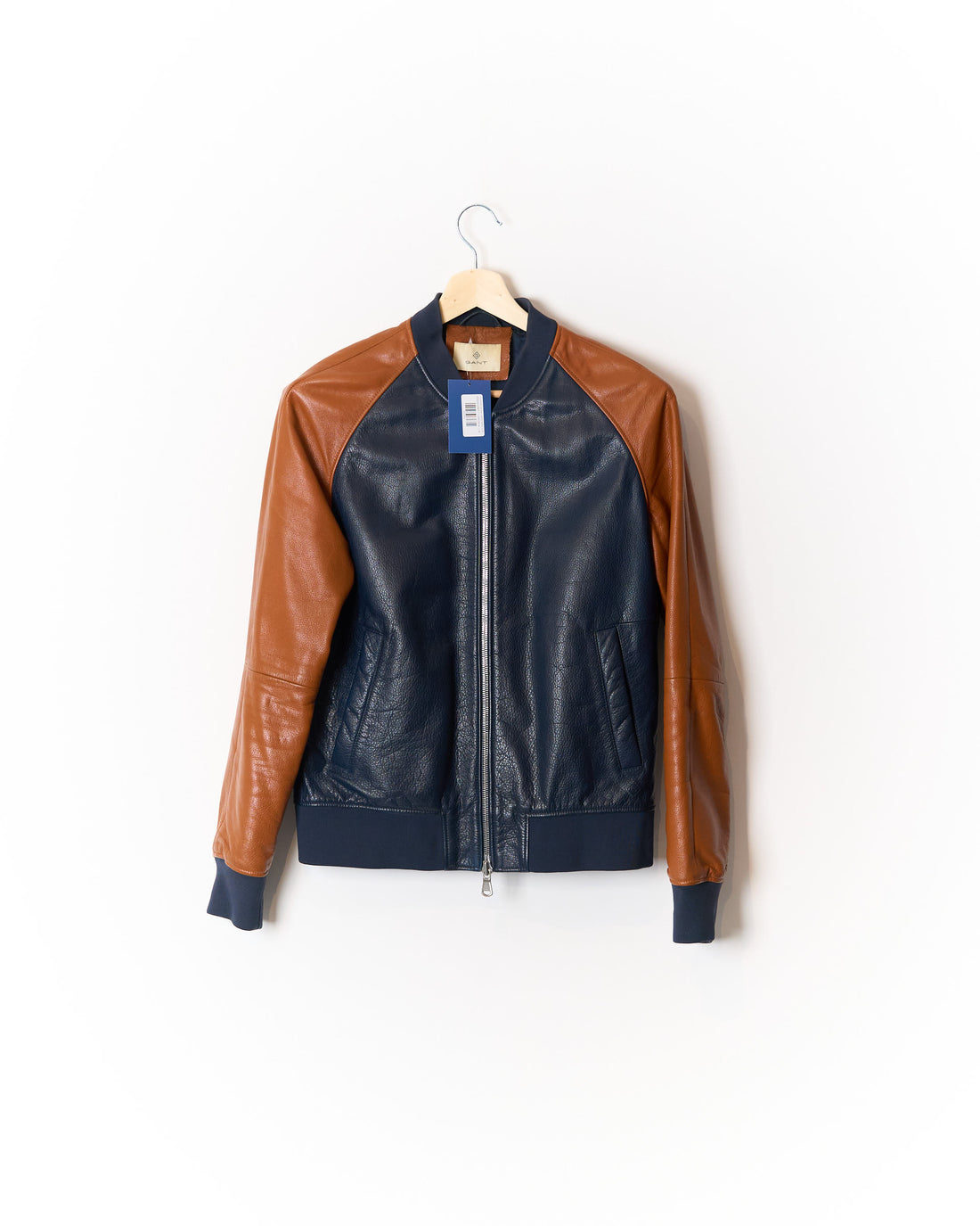 Gant Brown and Navy Full Zip Leather Jacket