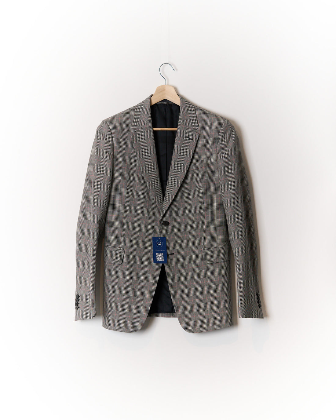 Valentino Grey Prince of Wales Check Virgin Wool Blazer