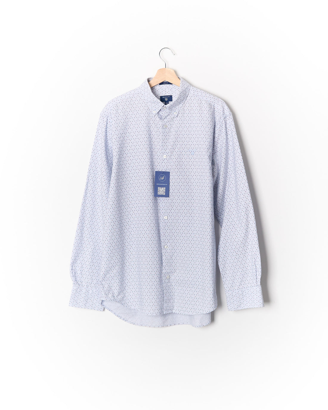 Gant Light Blue Dotted Regular Button Down Cotton Shirt