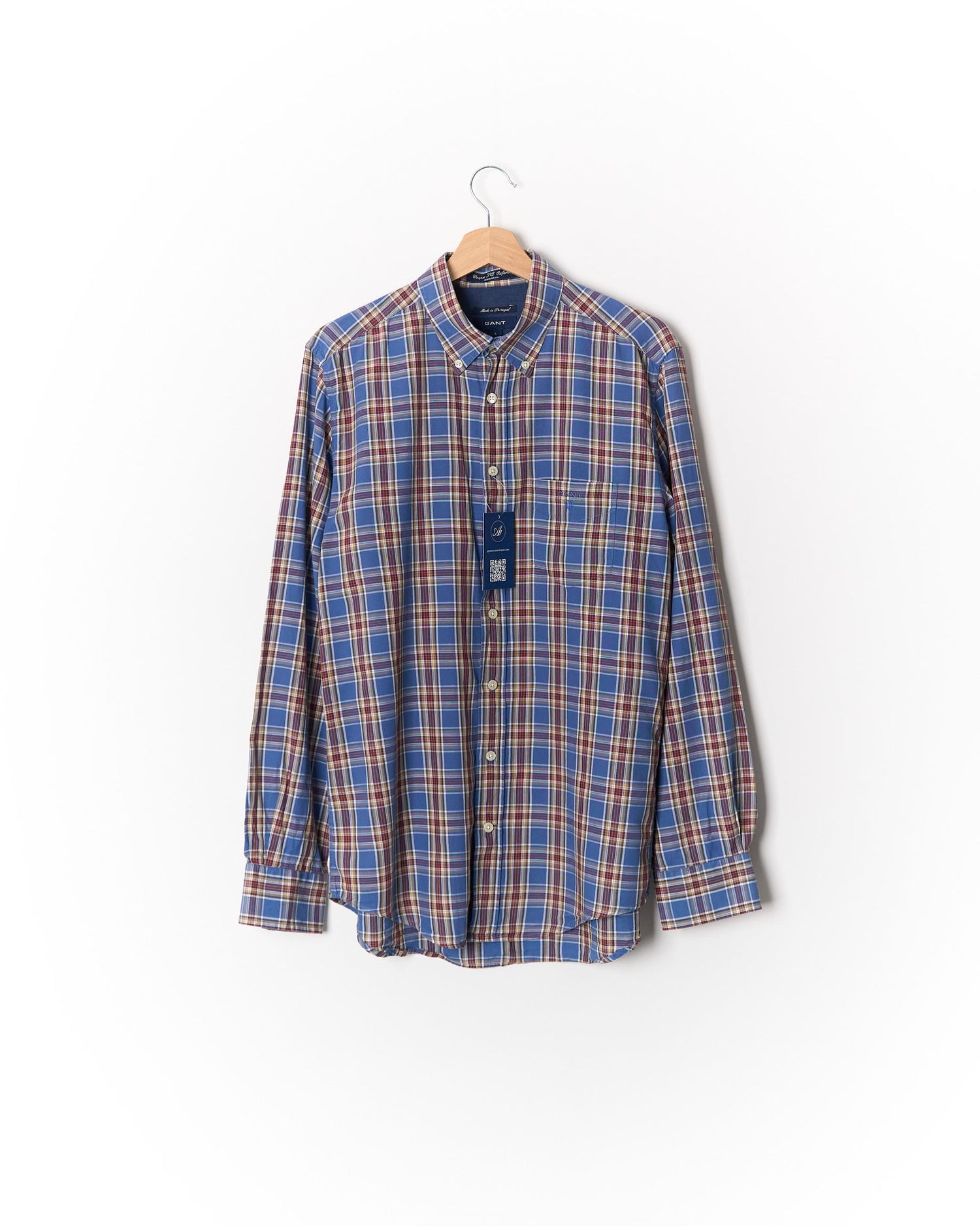 Gant Blue, Red and Yellow Checkered Cooper LQ Oxford Regular Button Down Cotton Shirt
