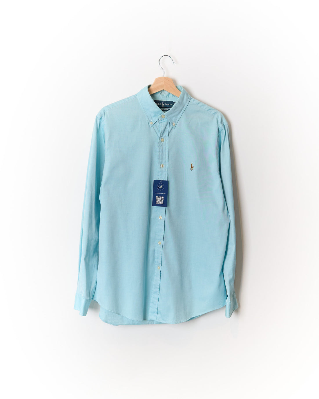 Ralph Lauren Turquoise Custom Fit Button Down Cotton Shirt