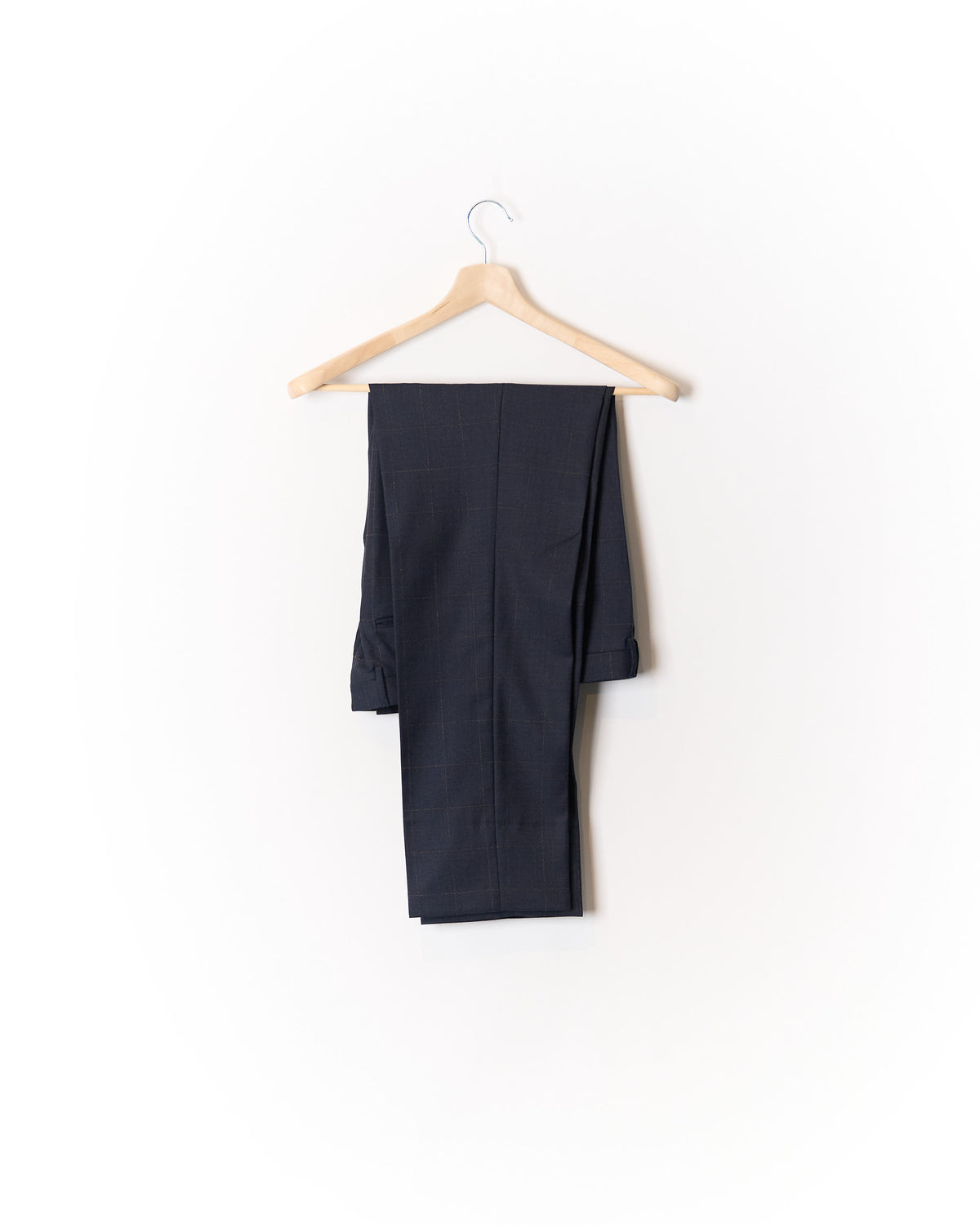Corneliani Navy Checkered Wool Straight Leg Suit