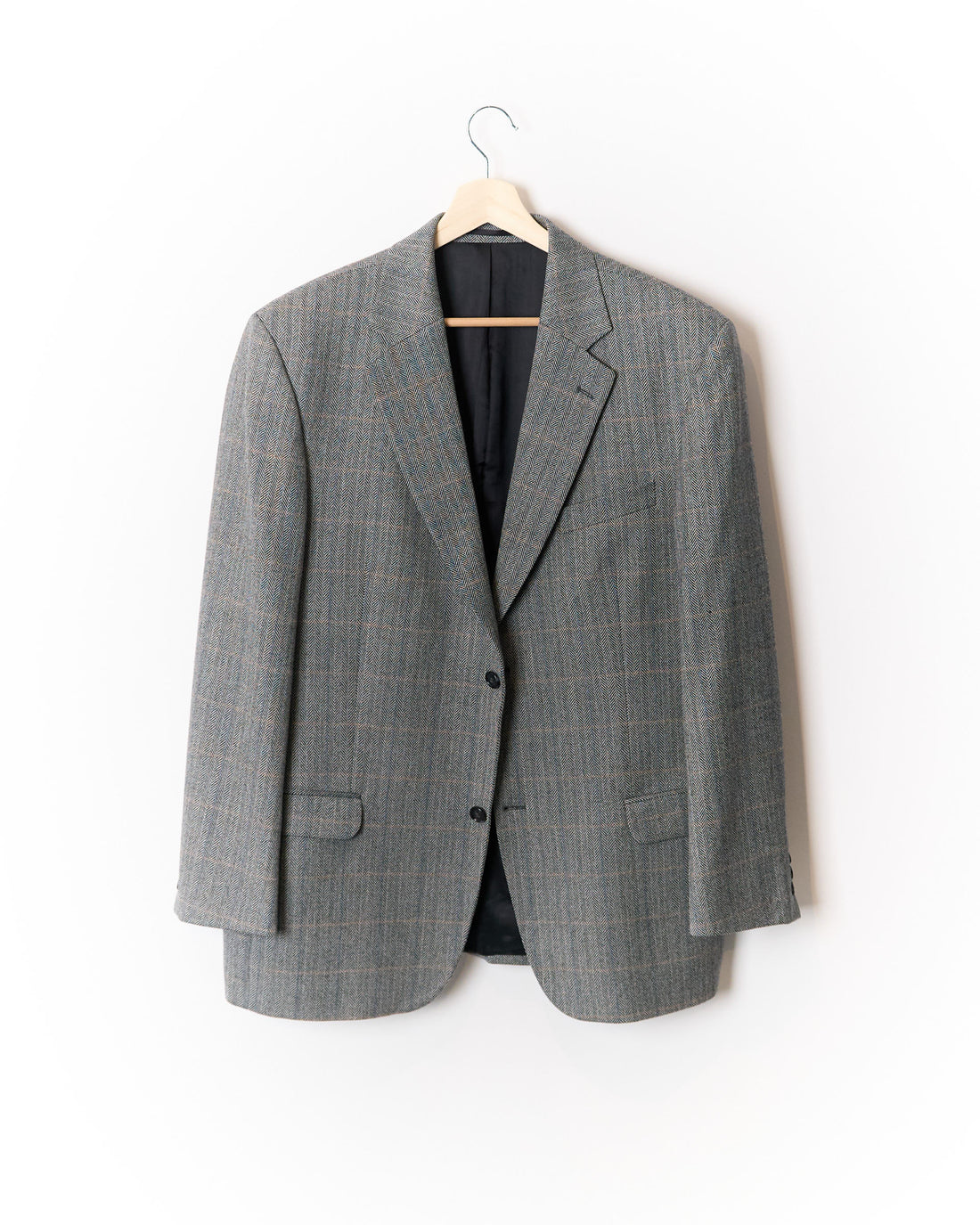 Falbe Grey Checkered Herringbone Virgin Wool Sport Jacket Blazer