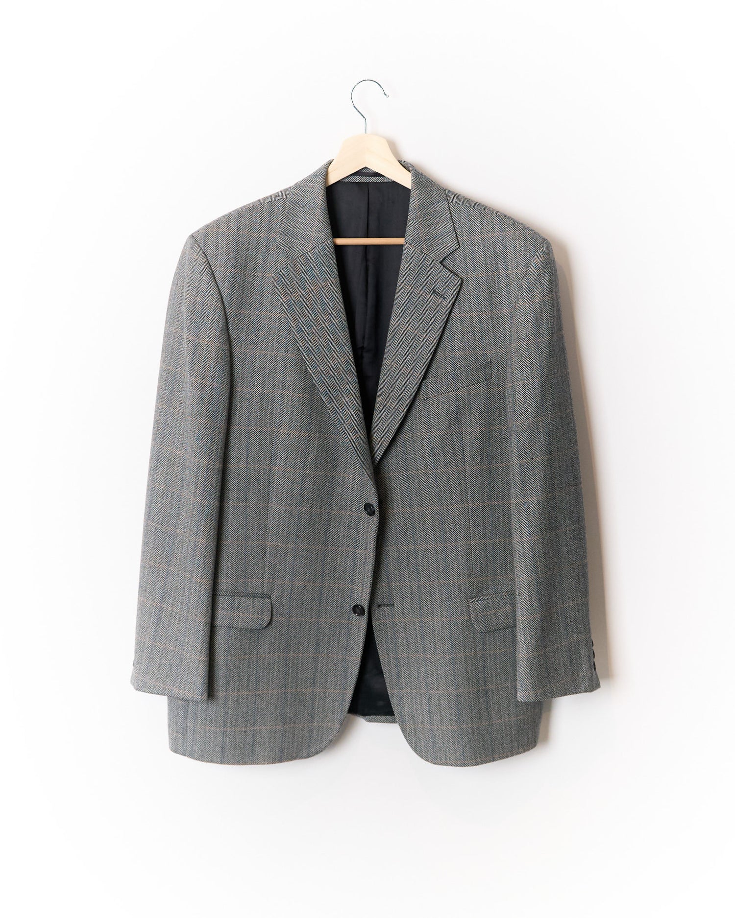 Falbe Grey Checkered Herringbone Virgin Wool Sport Jacket Blazer