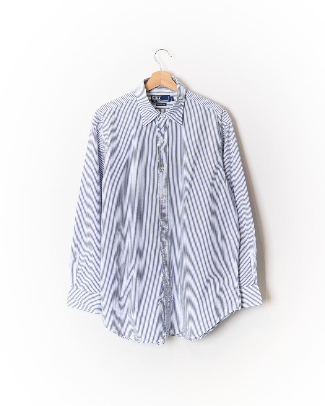 Polo Ralph Lauren White and Blue Striped Cotton Shirt
