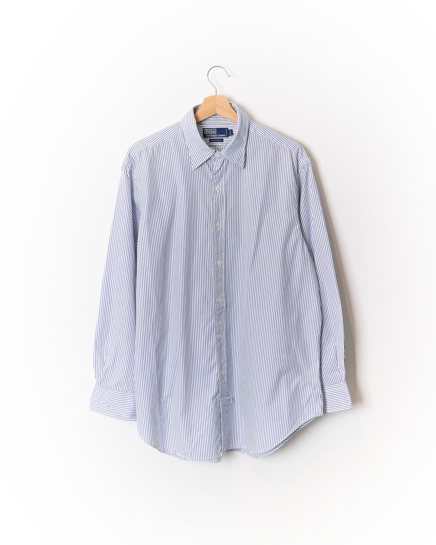 Polo Ralph Lauren White and Blue Striped Cotton Shirt