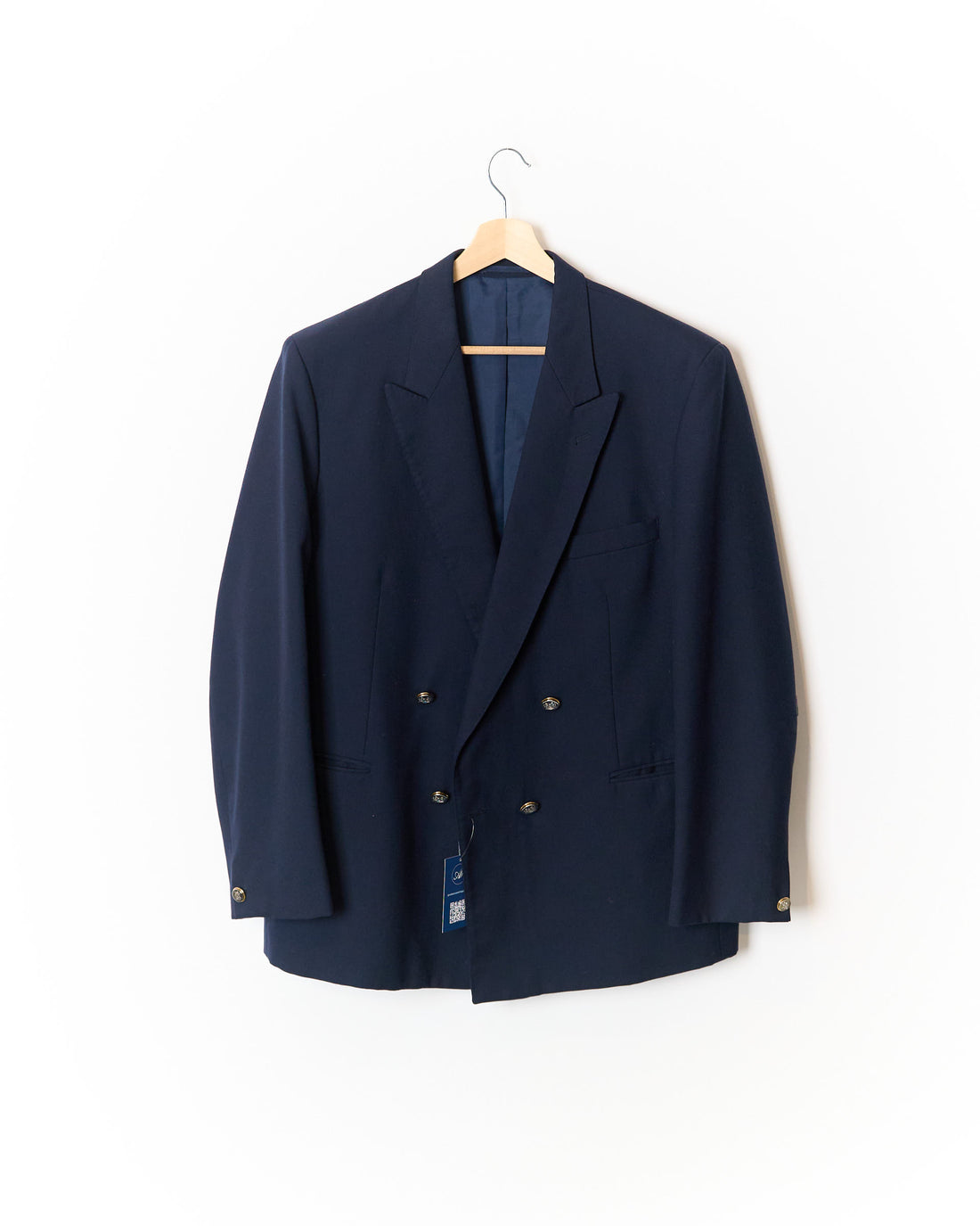 Jardex Navy Gold Button Double Breasted Wool Blazer