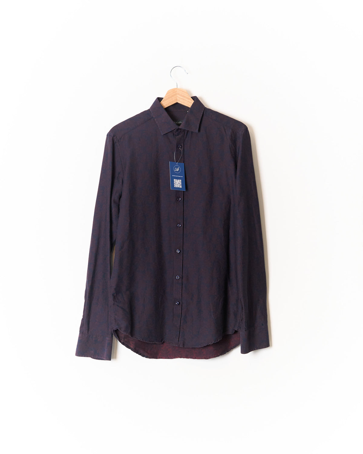 SAND Copenhagen Burgundy Navy Floral Cotton Shirt