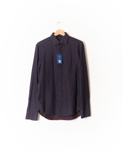 SAND Copenhagen Burgundy Navy Floral Cotton Shirt