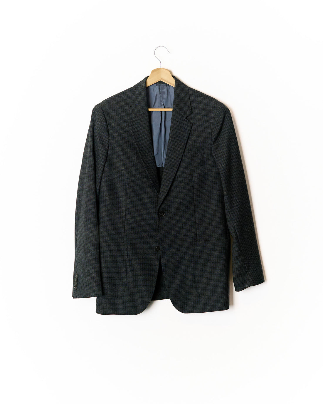 Tiger of Sweden Dark Grey and Blue Checkered Josef Wool Blazer