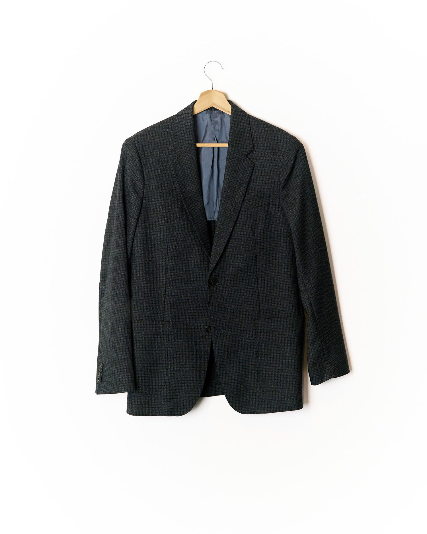 Tiger of Sweden Dark Grey and Blue Checkered Josef Wool Blazer