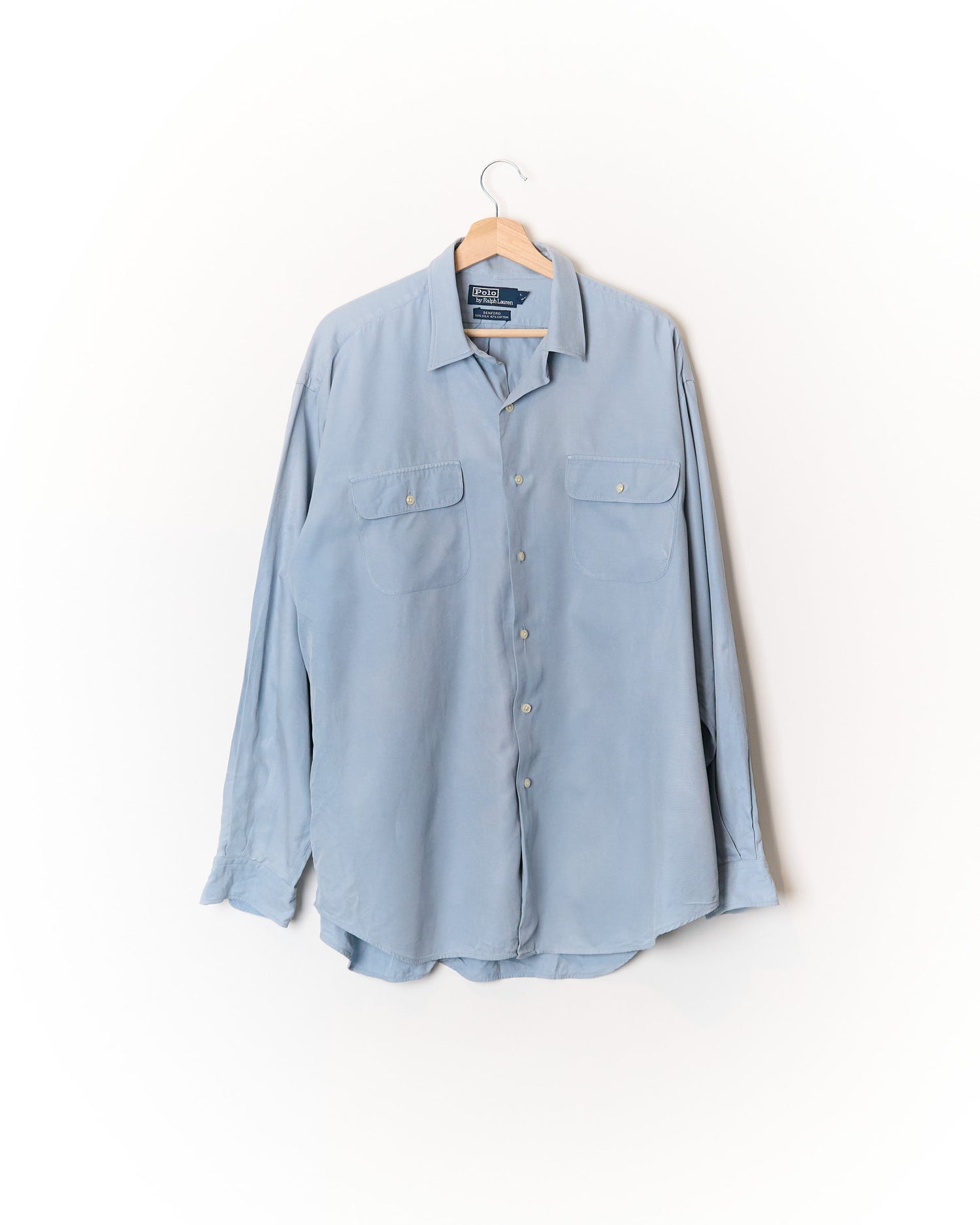 Polo Ralph Lauren Light Blue Benford Silk and Cotton Overshirt
