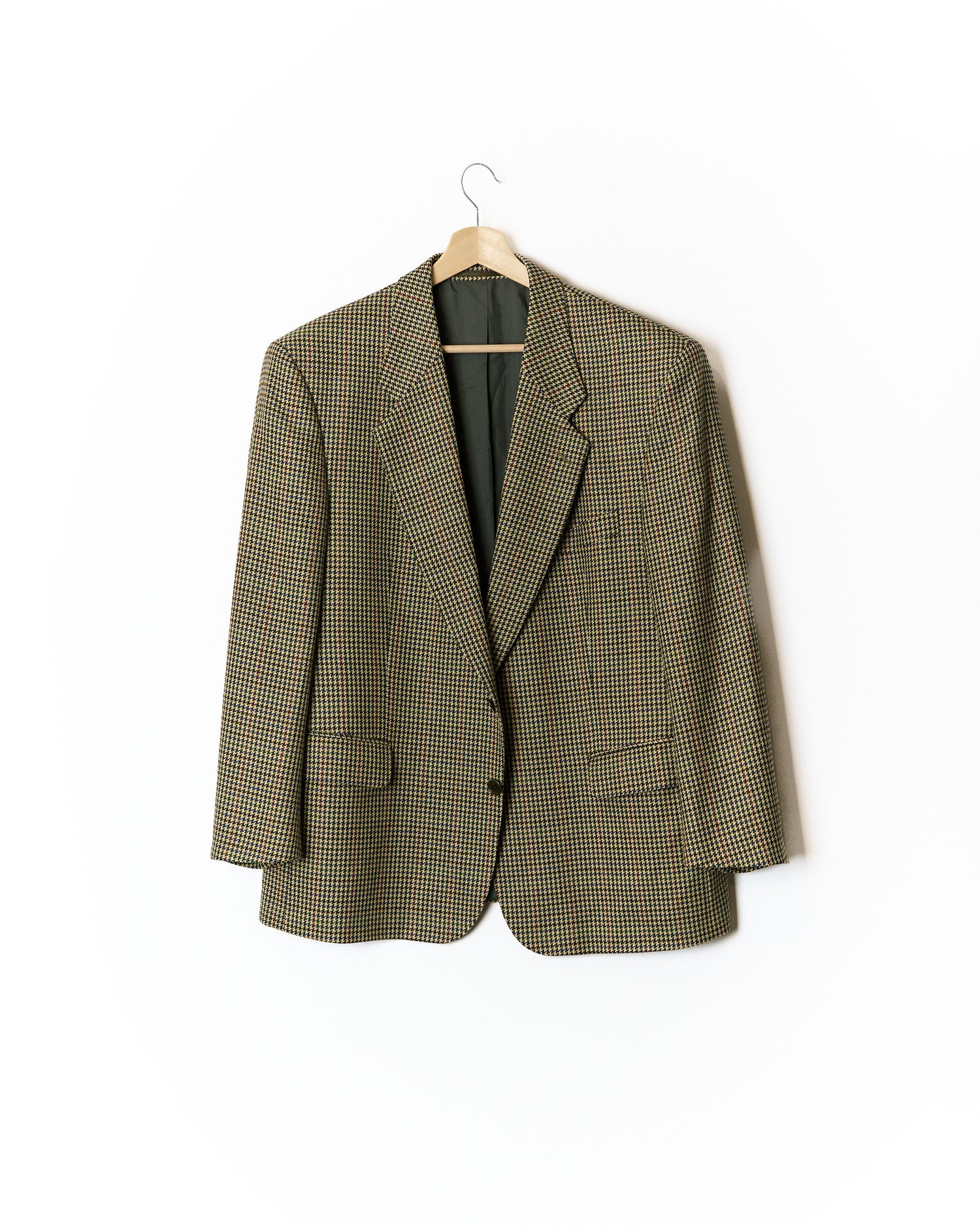 Bäumler Brown, Green and Beige Houndstooth Wool Sport Jacket Blazer