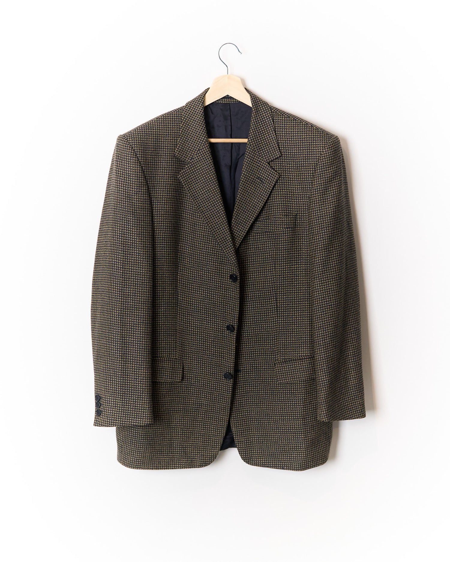 Pierre Balmain Brown and Dark Grey Houndstooth Sport Jacket Wool and Silk Blazer